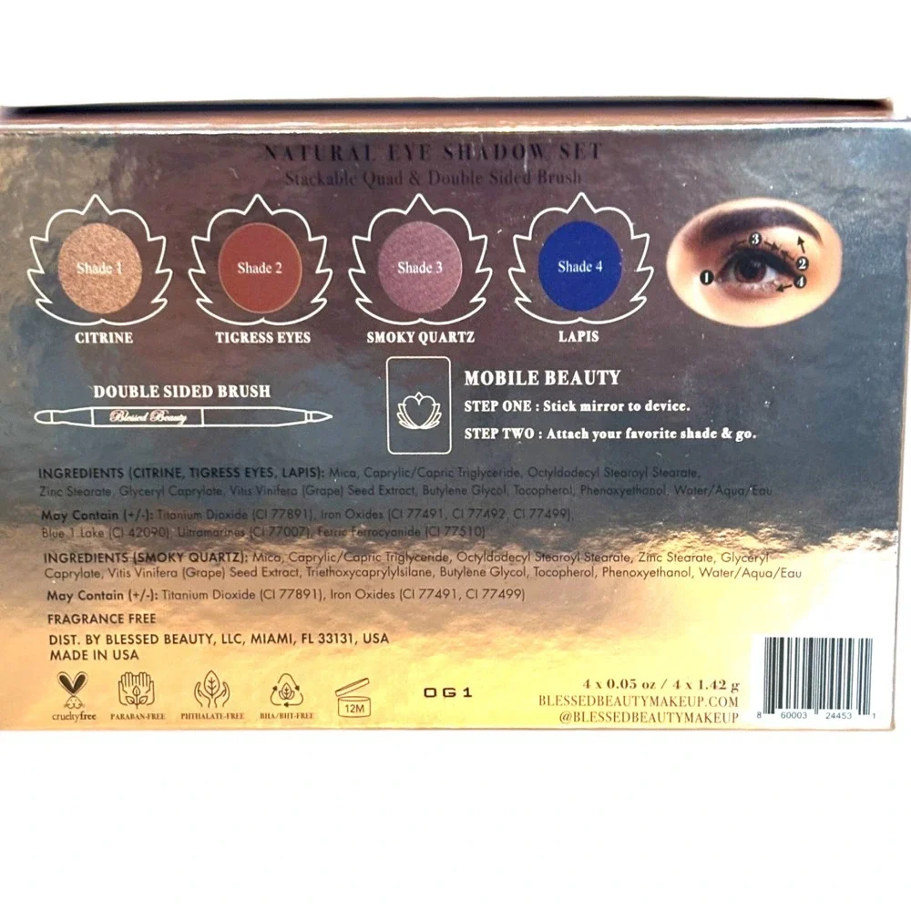 Blessed Beauty Gaze of Goddess Natural‎ Eye Shadow Set Stackable Quad Brown Eyes